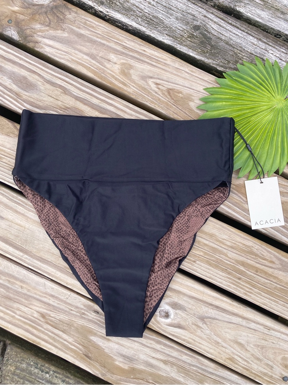 ACACIA x Free People - High Waist Echo Bikini Bottom in Black - 2XL